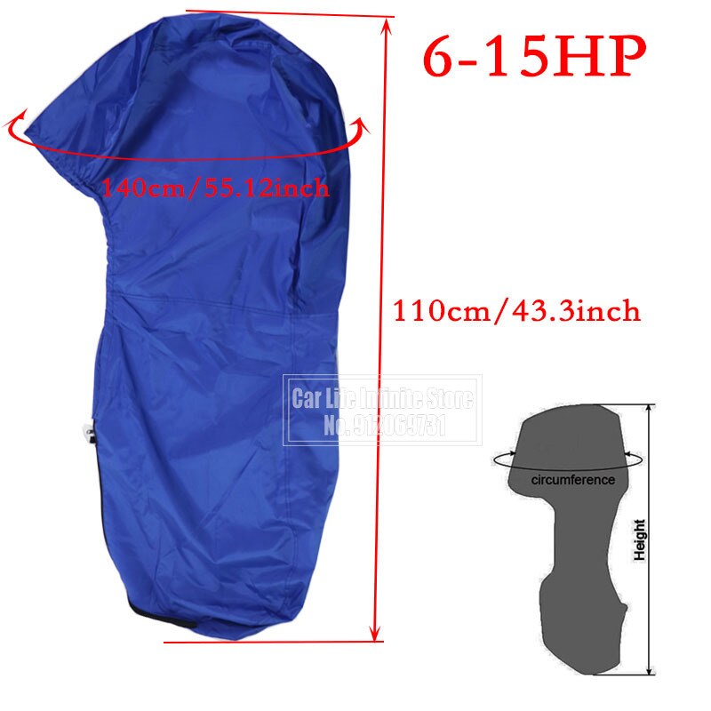 420D 6-225HP Boat Full Outboard Engine Cover Waterproof Sunshade Dust-proof Protection Blue For 6-225HP Motor: Red