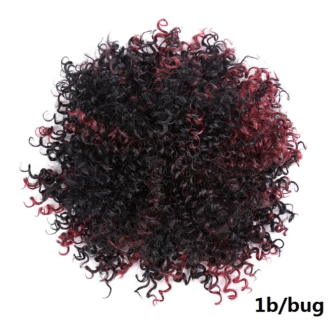 Court synthétique Afro bouffée crépus bouclés cordon queue de cheval cheveux Chignon perruque Chignon postiche pour les femmes Updo Clip dans l'extension de cheveux