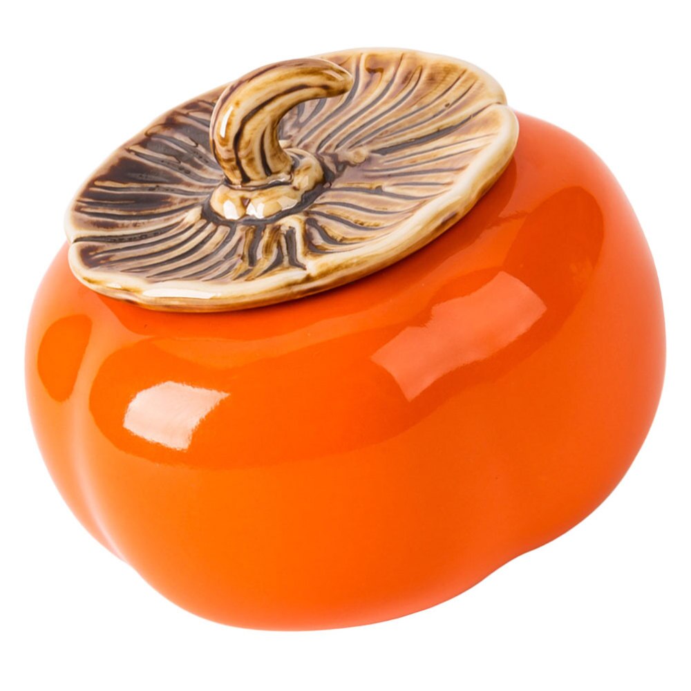 1Pc Keramische Theebus Decoratieve Thee Pot Persimmon Vormige Afdichting Jar Oranje
