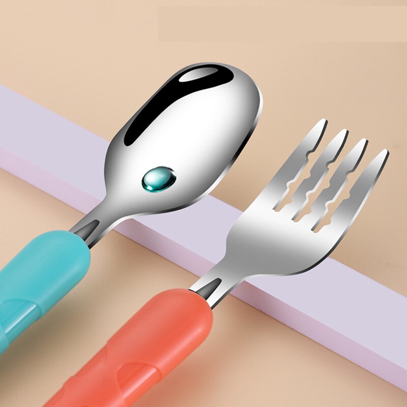 Baby servise sett barn redskap giraff spedbarn mat mat skje gaffel rustfritt stål småbarn servise bestikk gadgets