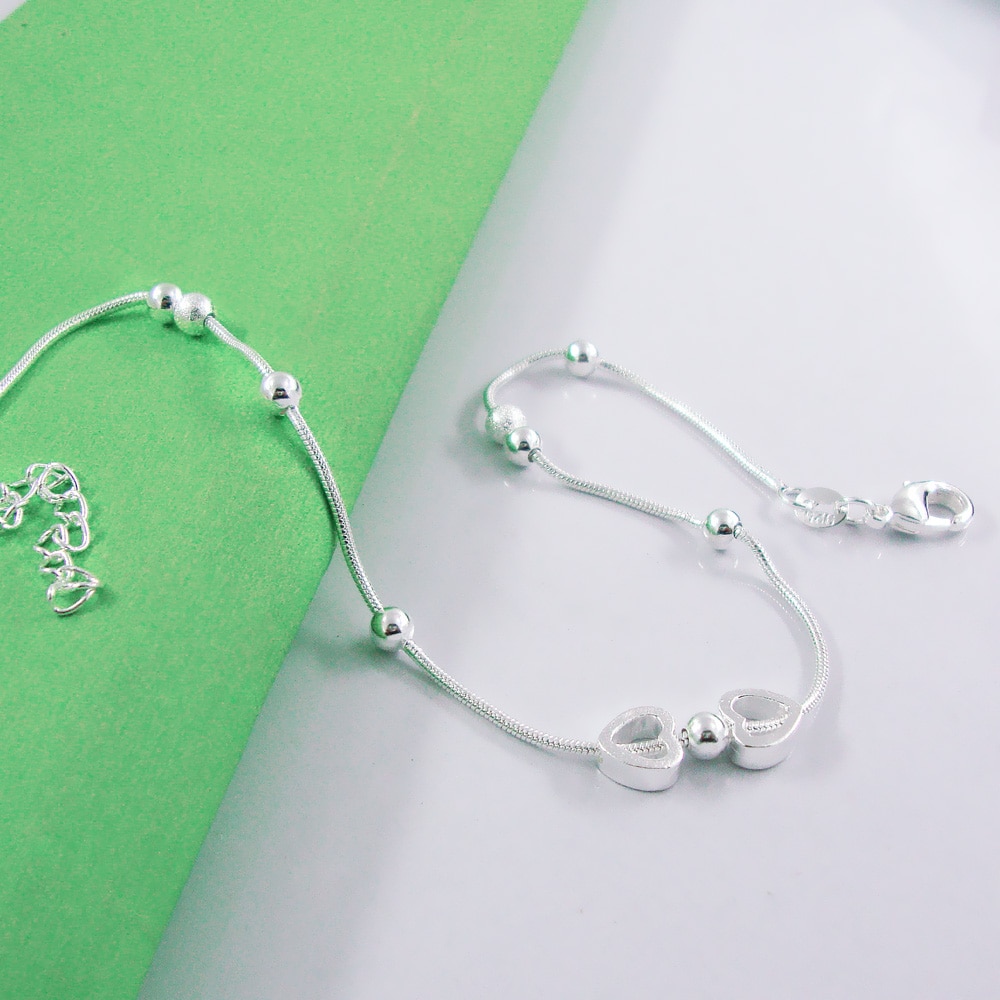 Heart Pendant anklets.925 Sterling Silver Anklets for women, sterling silver anklet. foot jewelry for women