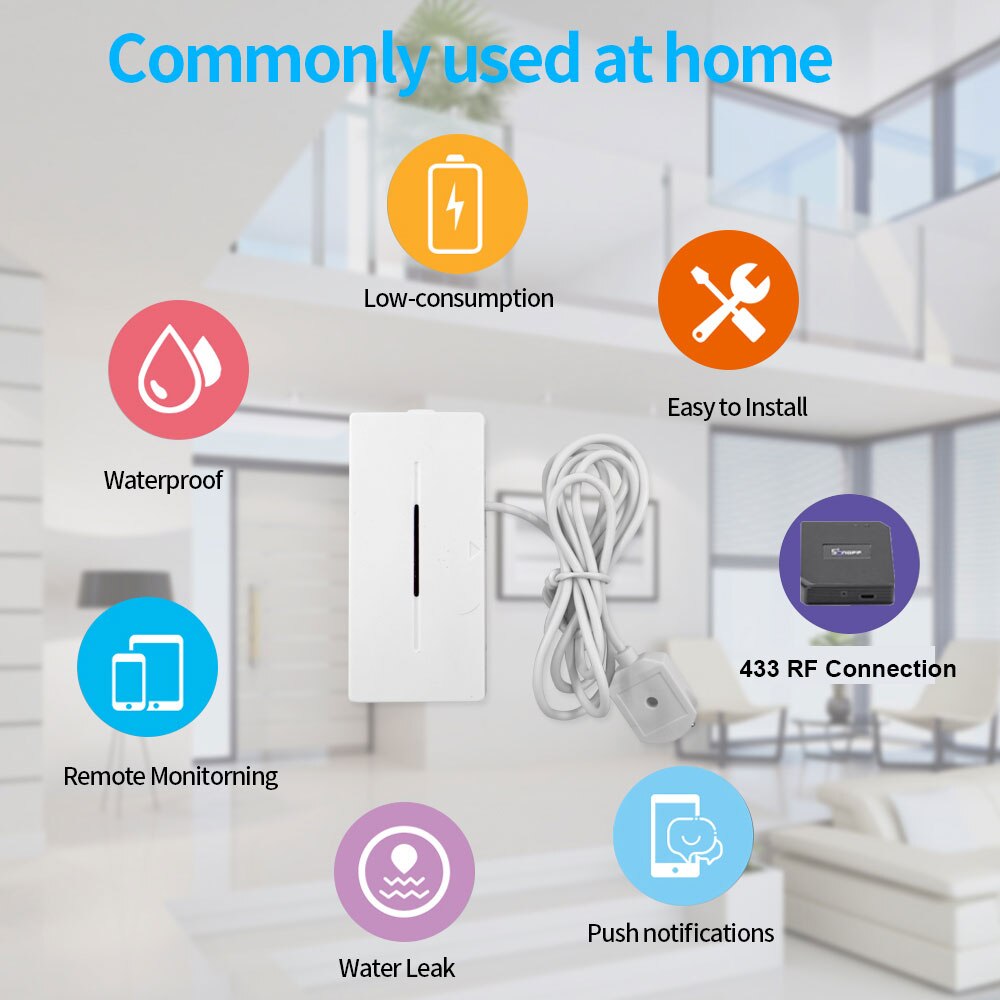 EWelink 433Mhz Wasserstand Leckage Wasser Leck Sensor Detektor Alarm Überlauf Sicherheit arbeitet mit SONOFF RF Brücke Für Clever hause