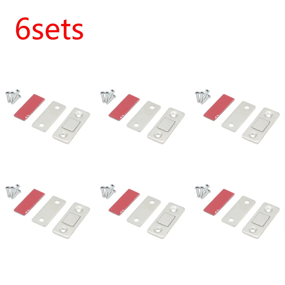 20-1 set magnetisk dörrspärr ultratunn skåpdörr magnetisk spärr självhäftande lådspärr dörrstängare lådmagnetspärr: Silver-