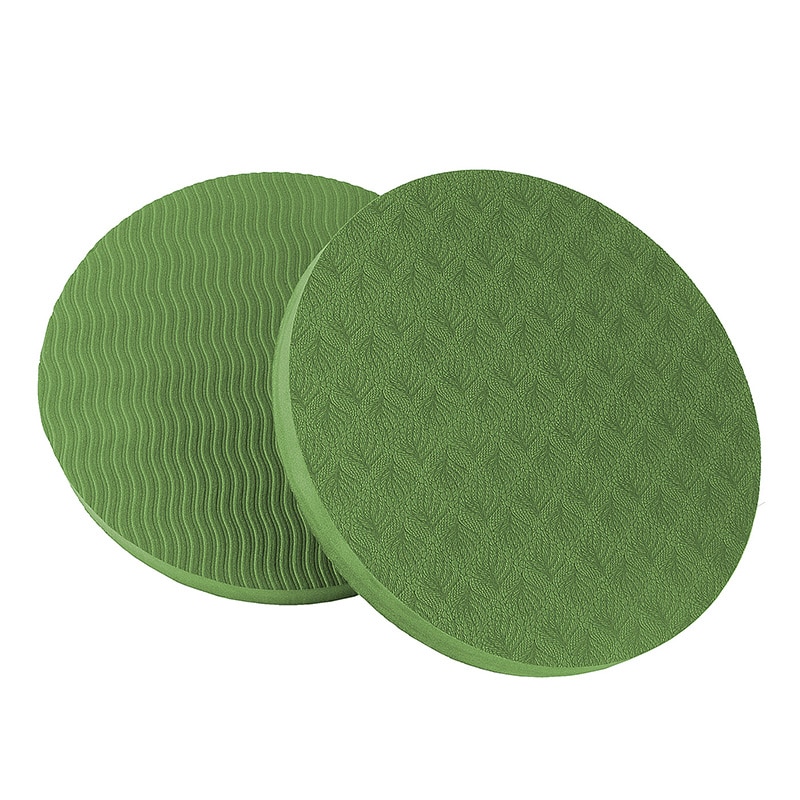 2 stk / sæt bærbar lille rund knæpude yogamåtter fitness sprot pad planke gym disk beskyttende pad pude skridsikker tpe måtter 25: Grøn