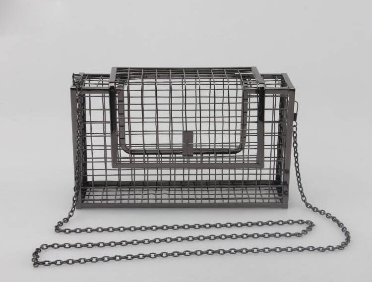 Einzigartige persönlichkeit hohl metall käfige Party Kupplung abend tasche schulter tasche damen handtasche Bote taschen geldbörse: schwarz