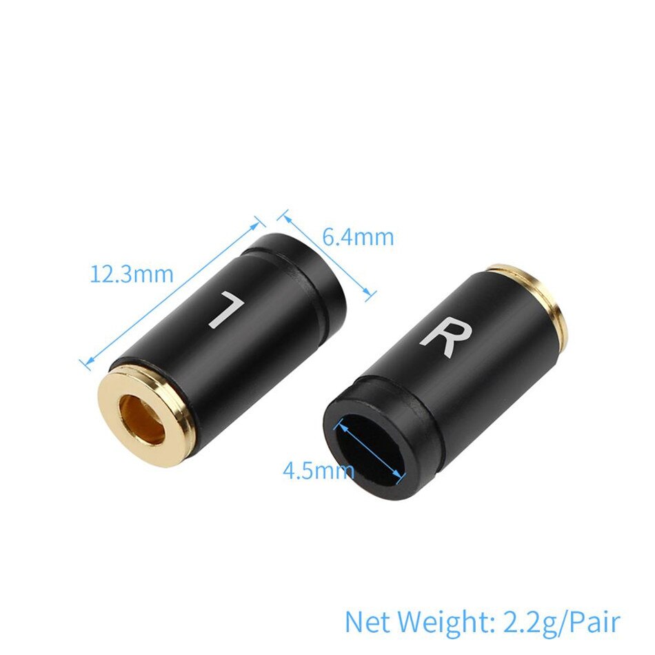 Earphone Pin Plug For A2DC Female Audio Jack LS400 CKS1100 E50 E70 Headset Frosted Shell Wire Connector Adapter 12.3mm Length