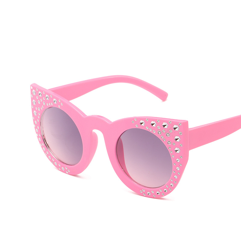 Xojox piger solbriller diamant hjerte børn briller høj kvalitet rhinestone hjerteformede børn solbriller  uv400: Lyserød