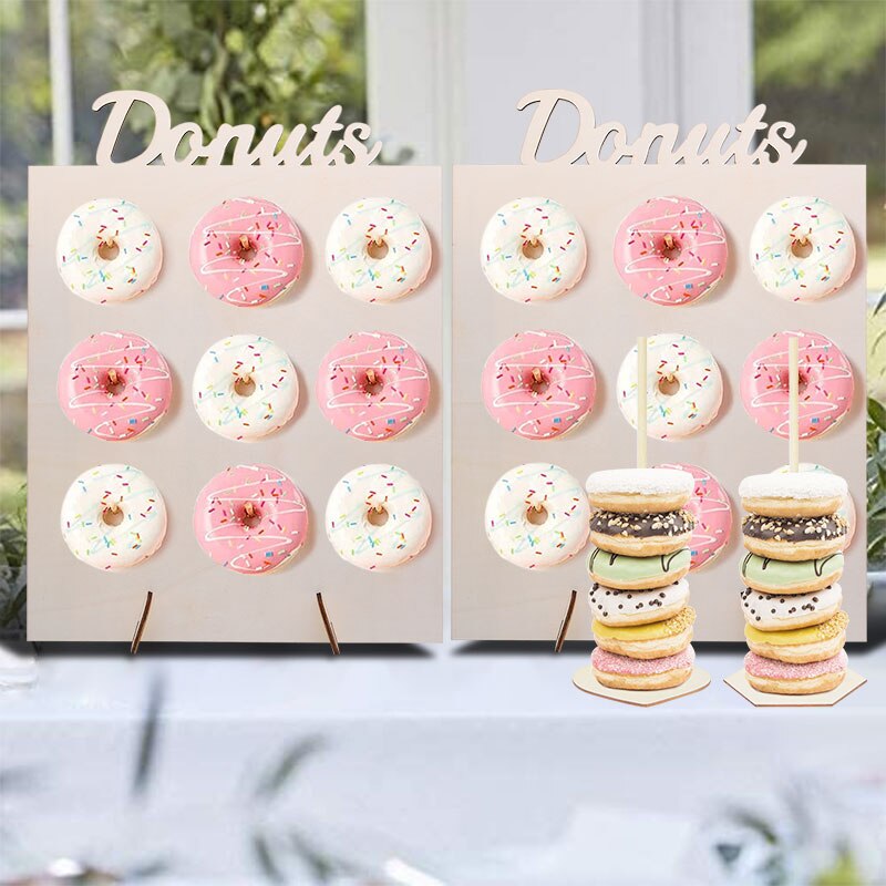Reusable Wooden Donut Stand Wedding Decoration Table Donut Party Decor Baby Shower Birthday Party Favor Doughnut Display Stand