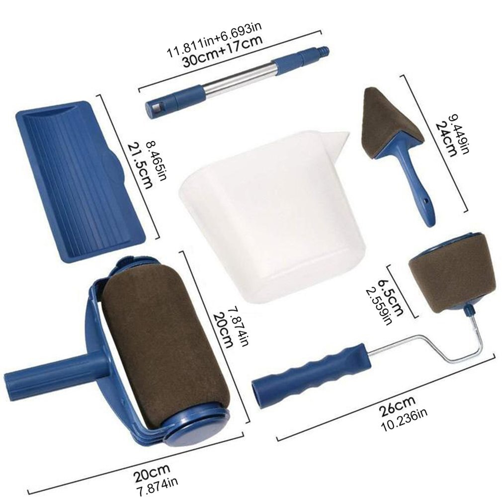 Paint Roller Brush Set 3 Section 6 Piece Set Threaded Rod Telescopic Rod Multifunction Paint Roller Brush