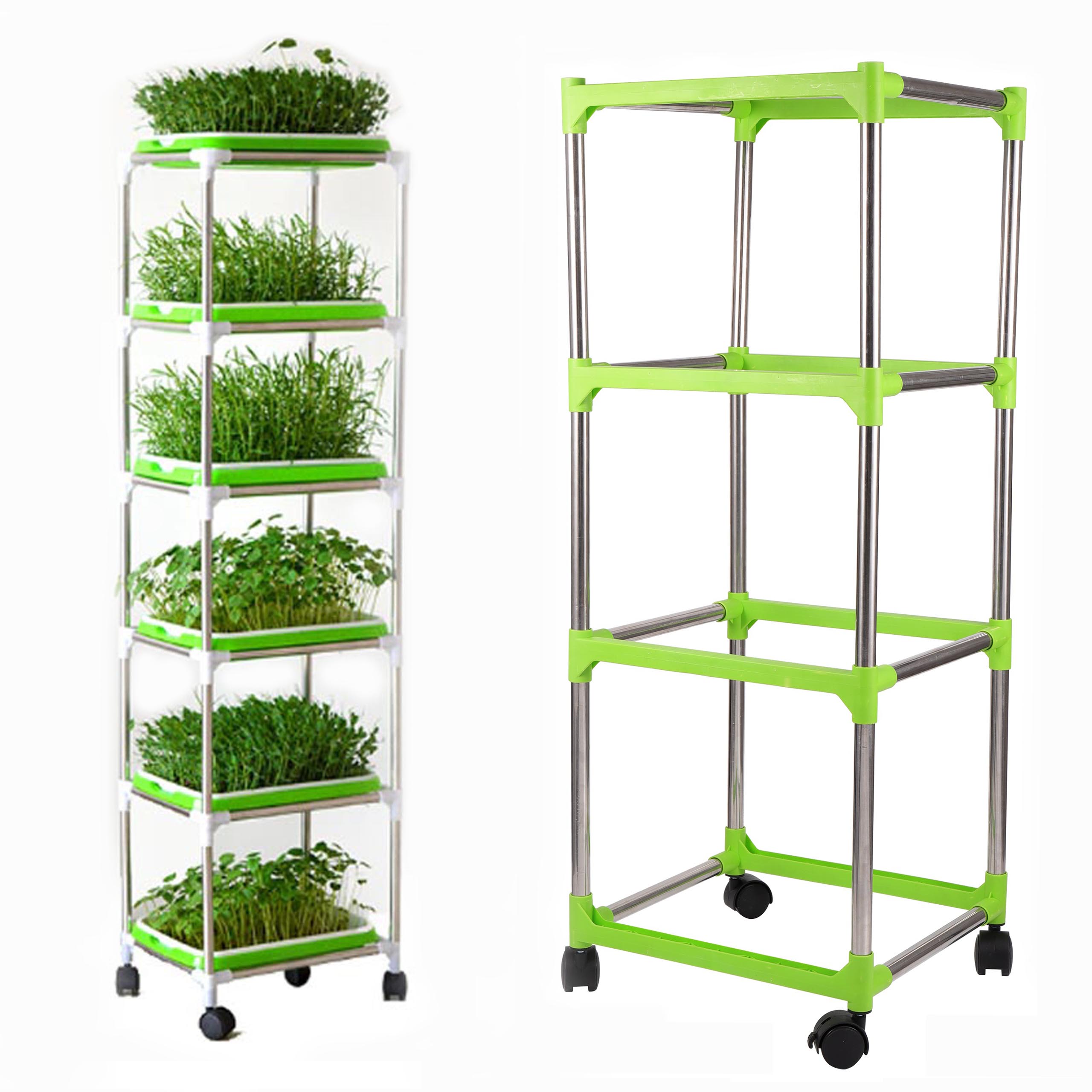 Hydrocultuur Groente Lade Montage Frame Roestvrij Stalen Buis Tauge Kwekerij Lade Plank Universele Wiel Diy Planten Rack