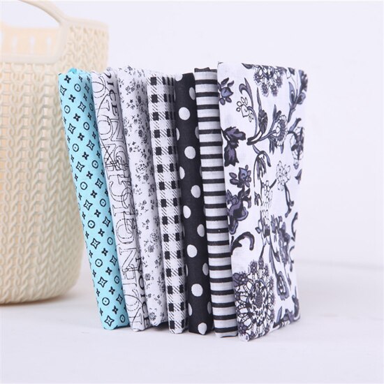 7Pcs/set Printed Cotton Fabric Scrapbooking Cloth DIY Handmade Patchwork Material for Needlework Sewing Accessory Bundle Sewing: 7pcs cloth fabric 8