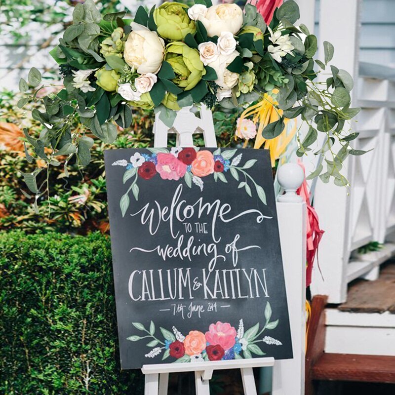 Kunstmatige Pioen Bloem Swag, Eucalyptus Krans Voor Deur Wedding Party Spiegel Tafelblad Stoel Thuis Decoratie