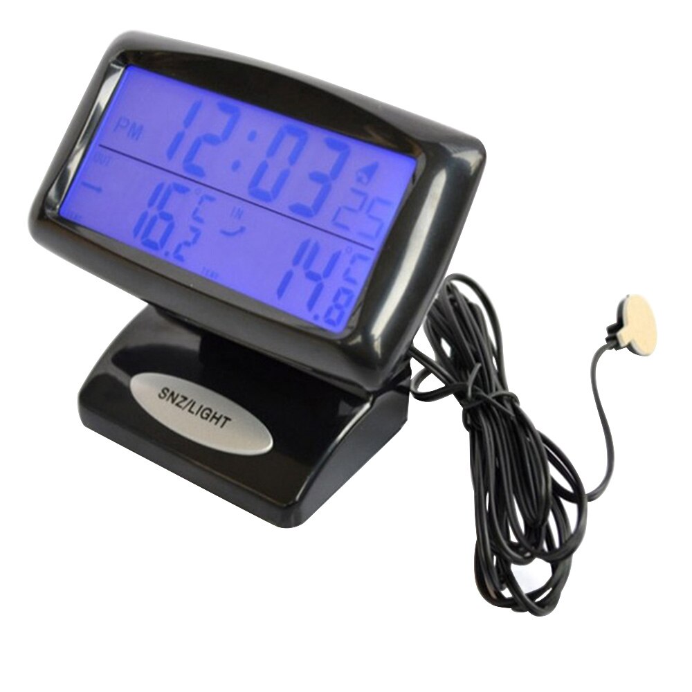 Auto Elektronische Uhr Temperatur Meter Auto Innen Und Außen Thermometer Dual Sensoren LCD Blau Hintergrundbeleuchtung