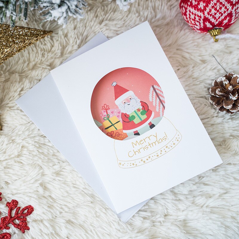 2sets Cartoon Sneeuwpop Wenskaart Envelop Kerstman Vrolijk Kerstfeest Vouwen Card Party DIY Xmas Papier Zegen Kaart