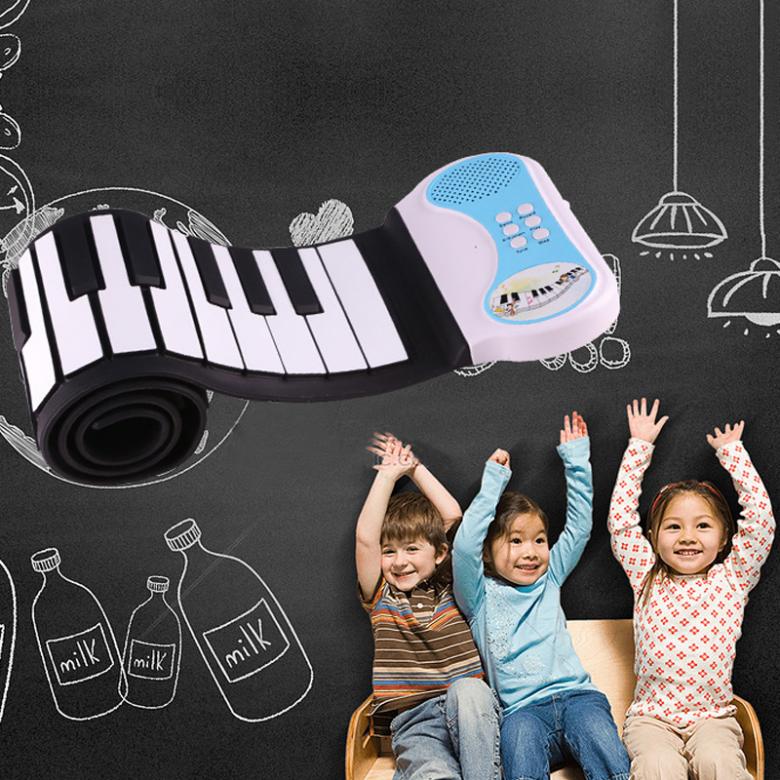 Teclado electrónico de Piano enrolladas a mano, Flexible, de 37 teclas, de iluminación para niños, actuación musical y entrenamiento