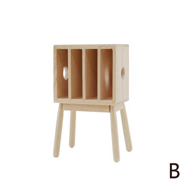 Houten poppenhuis miniatuur boekenkast tijdschrift nep speelgoed plank speel woonkamer rek accessoires poppenhuis meubels  u8 f 3: B