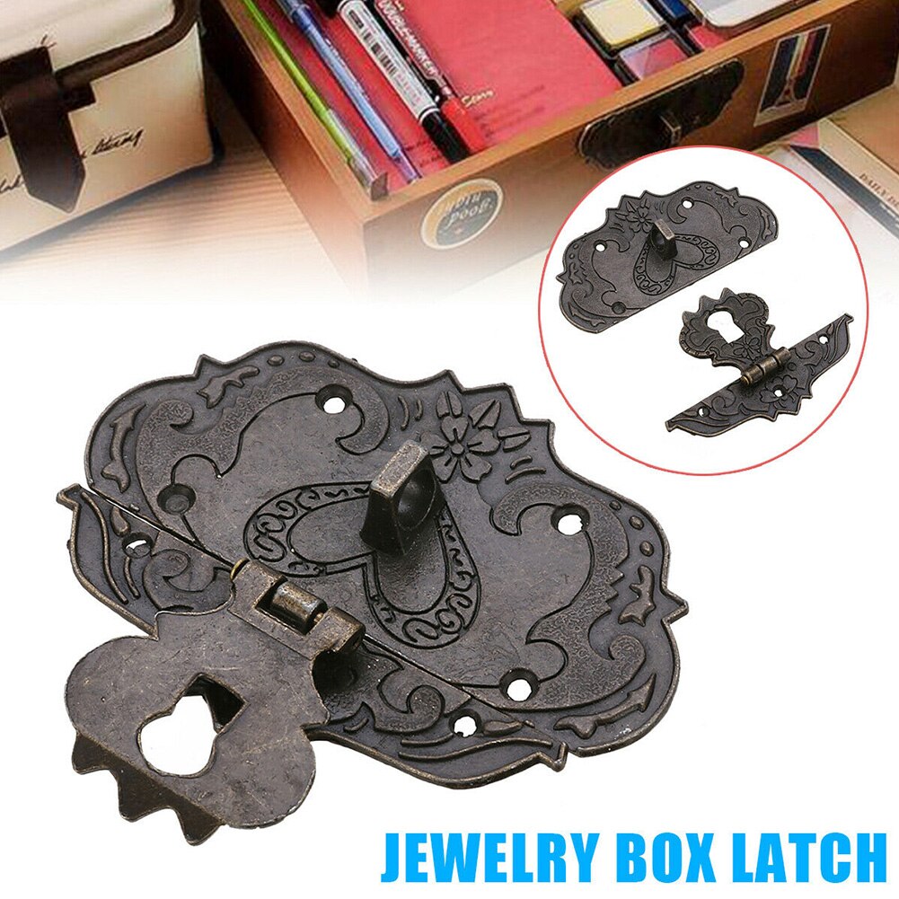 With Screws Mini Multipurpose Jewelry Box Hasp Antique Wooden Cases Chests Lock Latch Home Furniture Buckle Retro Hardware Decor