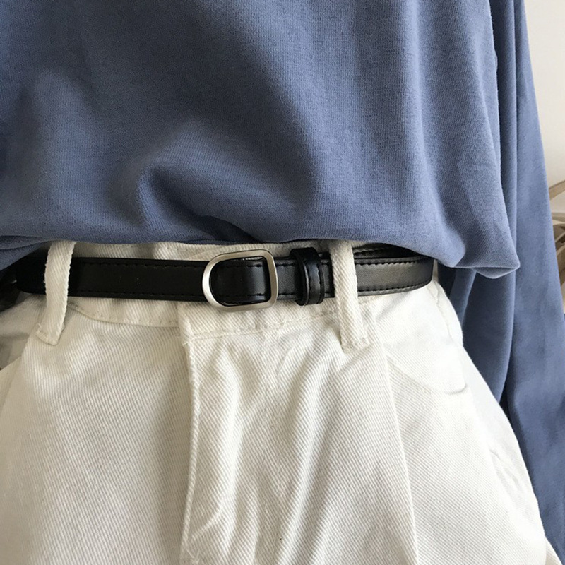Cinturón perezoso, cinturón informal sencillo perforado para mujer, combinado con pantalones vaqueros, cinturón de cuero Pu para hombre