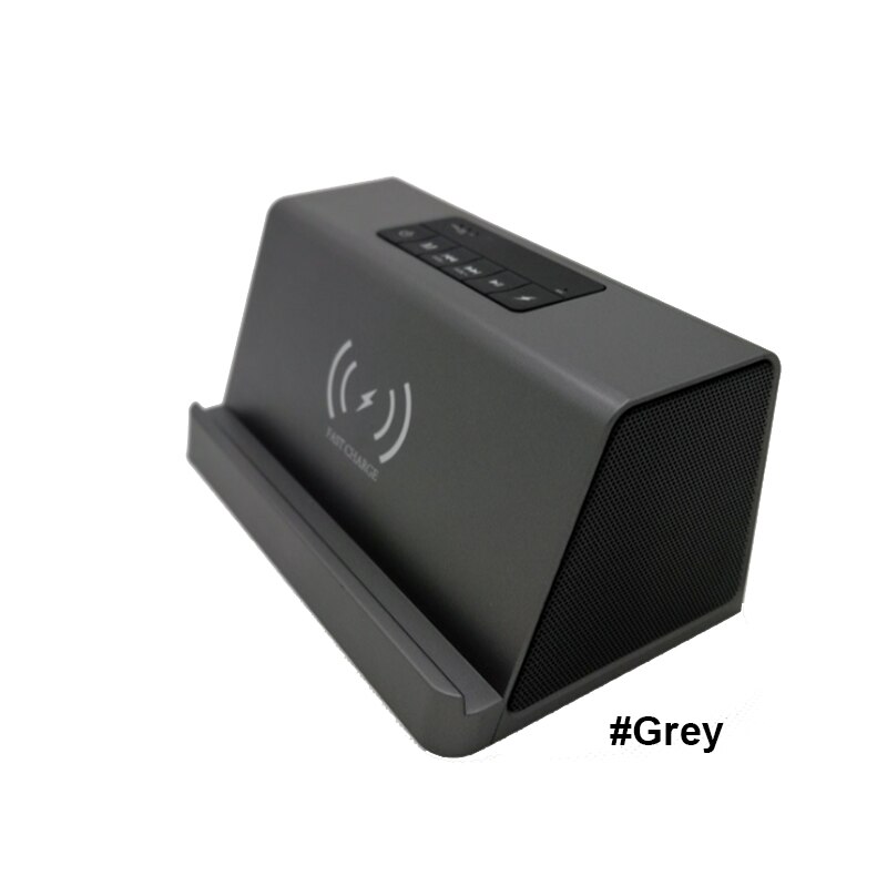 Stereo Bluetooth Speaker Draadloze Oplader Voor Smartphone Draagbare Bass Power Bank Klankkast Snel Opladen Voor Iphone X 8: Grijs