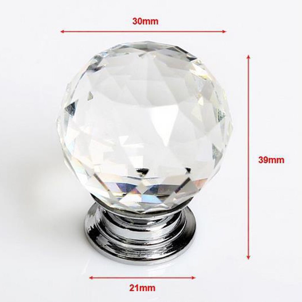 10PCS/Lots 30MM Crystal Glass Ball Handle Handles Single Hole European Cabinet Door Drawer Handle Furniture Hardware Accessories