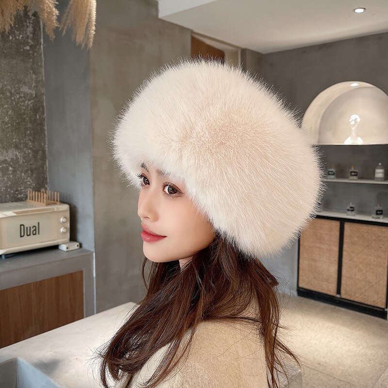 Winter Thick Fluffy Headband For Women Men Fur Hairband Russian Furry Earmuffs Elastic Turban Wide Headwear Ski Hats Accessories