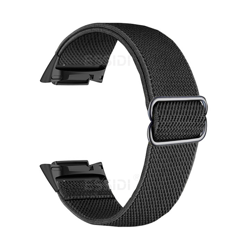 Bracelet en Nylon extensible pour Fitbit Charge 6 5, tissé élastique, doux, Sport, respirant, boucle de remplacement pour Fitbit Charge 5 6: Black