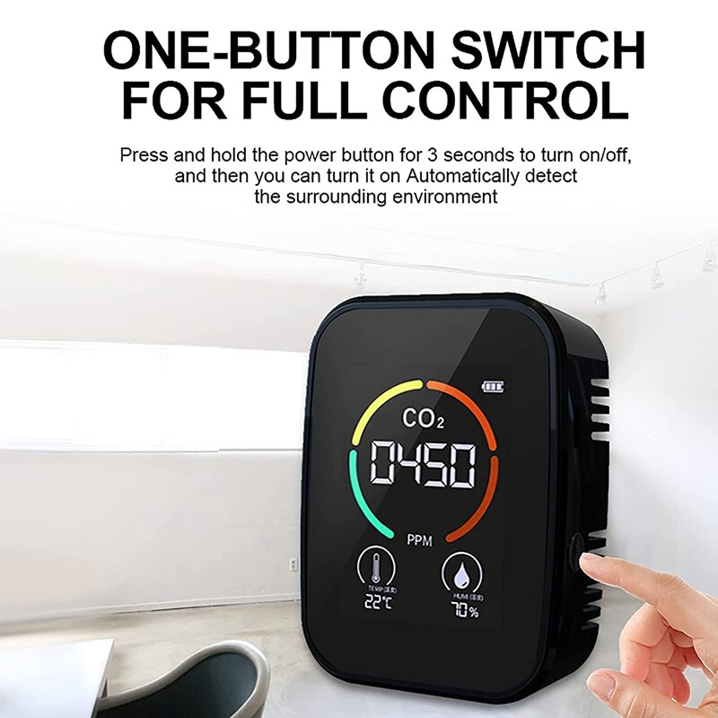 GTBL Air Monitor CO2 Monitor Indoor Carbon Dioxide Detector- Portable Air Tester With Humidity Monitor LCD
