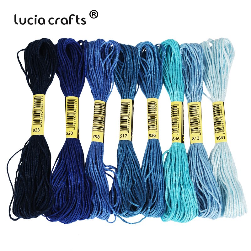 Lucia Crafts 8 Pcs/Lot Multicolor Thread Cross Stitch Cotton Sewing Skeins Embroidery Thread Kit DIY Sewing W0311: C5