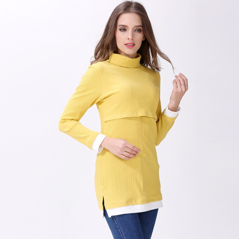 Emotie Moeders Coltrui Moederschap Kleding Verpleging Borstvoeding Tops Kleding Voor Zwangere Vrouwen Lange Mouw Moederschap T-shirts