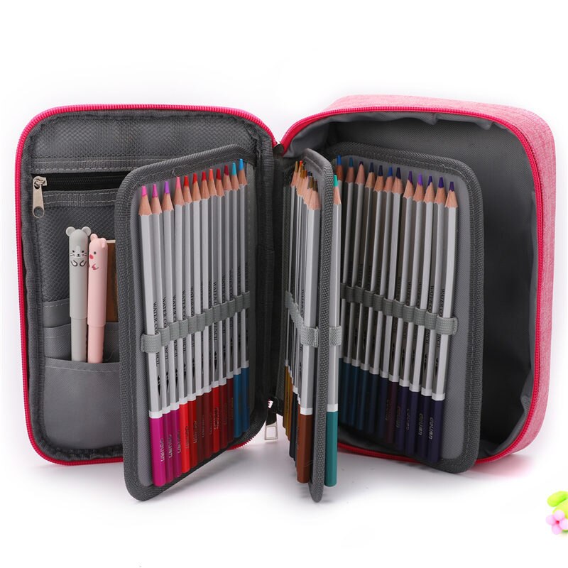 Trousse à crayons rose à 4 couches, pochette de grande capacité, stojo escolar stuche, matériel kalem kutusu piornik, fournitures scolaires papeleria