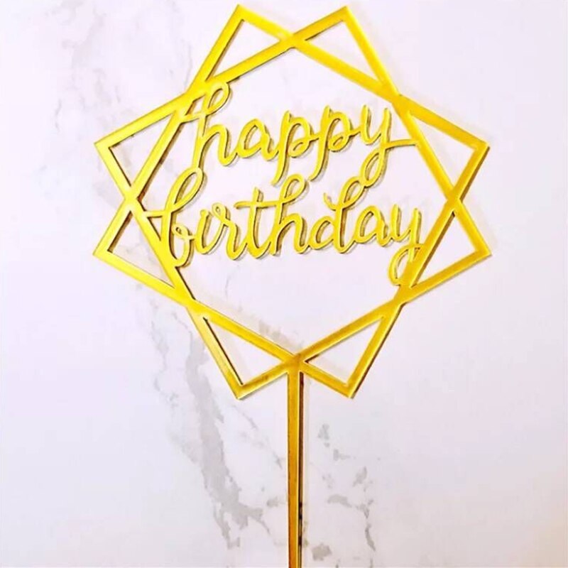 Glücklich Geburtstag Kuchen Topper Flagge Acryl Brief Gold Silber Kuchen Top Flagge Dekoration für Hochzeit Geburtstag Partei Liefert