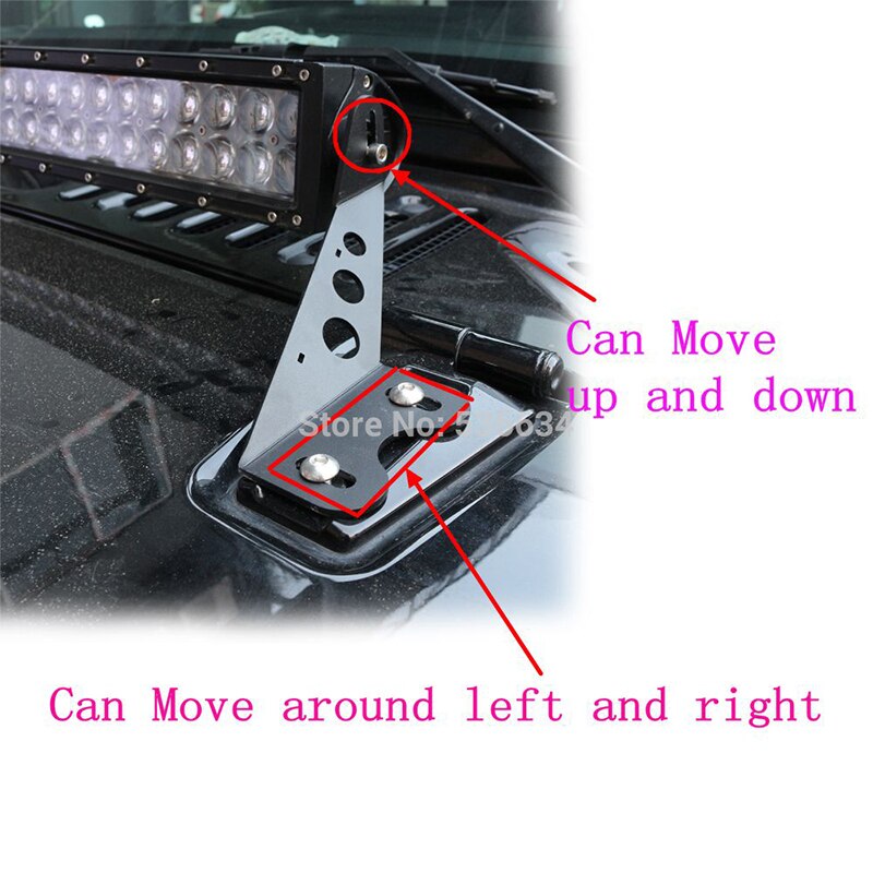 20 Inch LED Straight Stainless Light Bar Mounts Hood Mounting Bracket Fit for Jeep Wrangler JK 2007