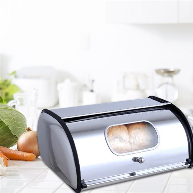 Roestvrij Staal Brood Storage Case Met Venster Brood Cake Container Thuis Keuken Brood Box Organizer Bakkerij Keuken Gadget
