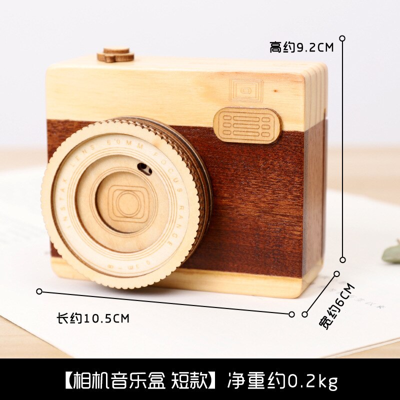 Wooden Camera Models Music Box Retro Camera Music Box Birthday Music Box: 1