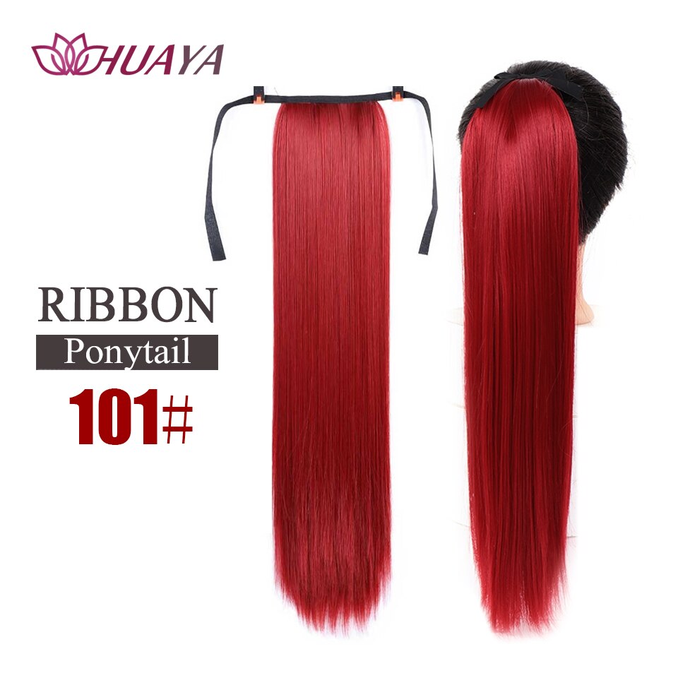 HUAYA Long Straight Clip In Hair Tail False Hair Ponytail Hairpiece With Hairpins Natural Synthetic Hair Extensions Pony Tail: H-101