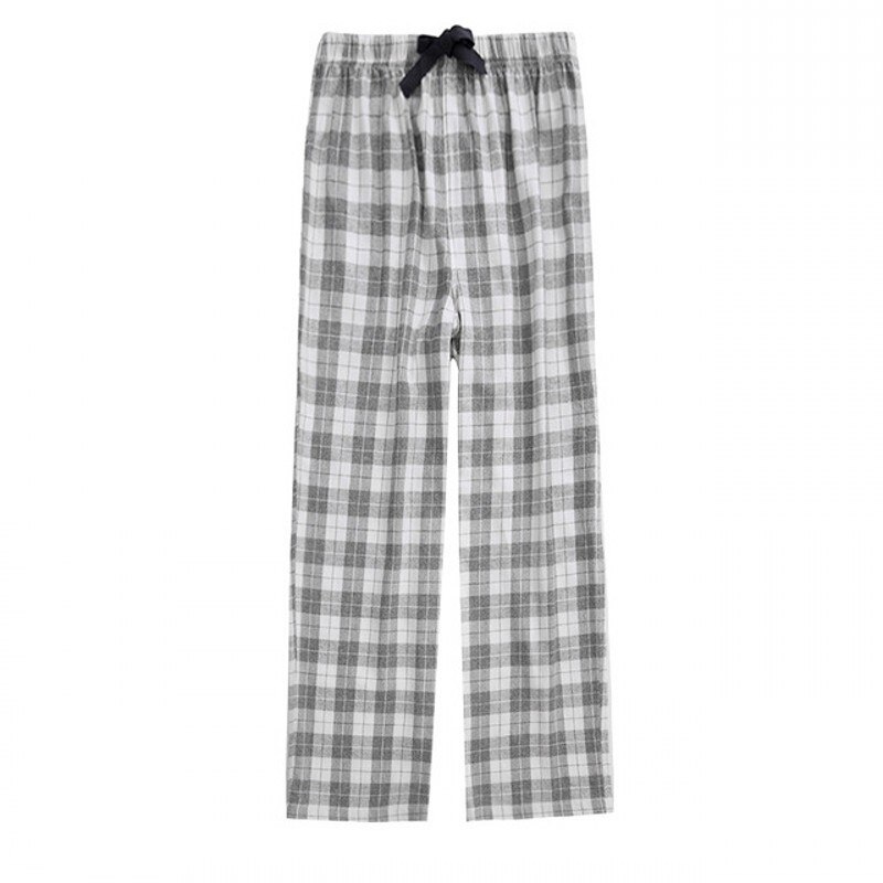 Autumn Winter Men 100% Brush Cotton sleeping bottoms Male nighty trousers Men Casual Loosen Plaid pajama pants XXL: D / L