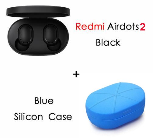 Xiaomi-auriculares Redmi Airdots 2 TWS Bluetooth 5,0, auriculares estéreo de graves con micrófono, auriculares manos libres con Control IA: add blue case