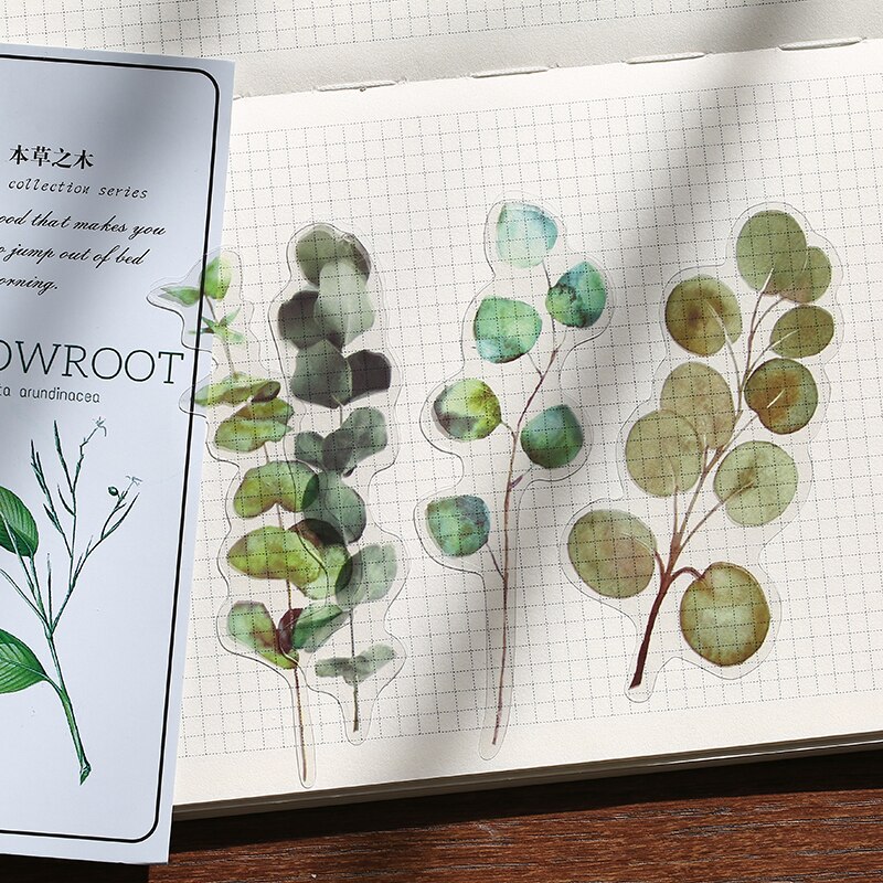 40Pcs Natuur Fotoboek Huisdier Grote Deco Stickers Plant Bloem Blad Transparante Kogel Journaling Accessoires Esthetische Stickers