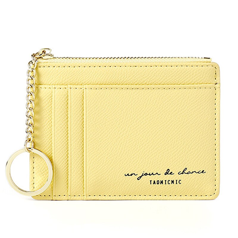 Billeteras de cuero Pu sólido para hombre y mujer, monedero pequeño, cartera delgada, tarjetero Unisex: Yellow H