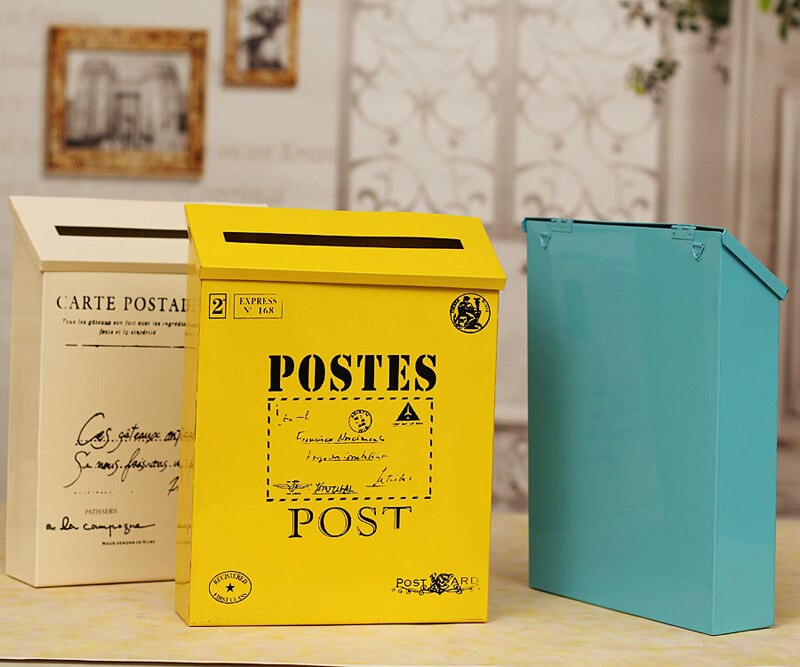 Udendørs vintage metal jern postkasse vandtæt postkasse låsbar kasse hjem altan haven dekorative håndværk postkasse