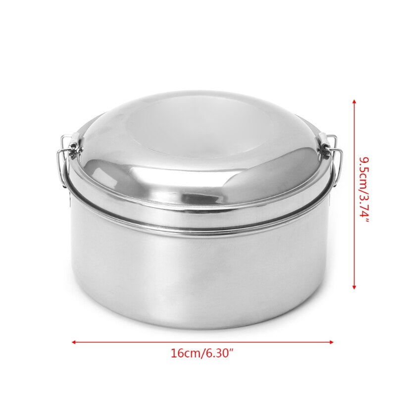 Stainless Steel Bowl Lunch Box Bento Food Picnic Container 2 Tier Round Shape: 02