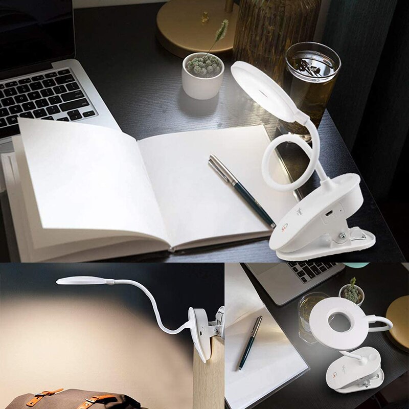 Fleksibel led skrivebordslampe foldbar usb clip-on læselampe sengelamper bærbar bordbordslampe dæmpbar natlampe til soveværelse