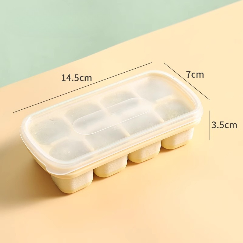 8 Cavity Square Ice Cube Trays Reusable Silicone Ice Cube Mold BPA Free Ice Maker with Removable Lids Kitchen Accessories: GRAY