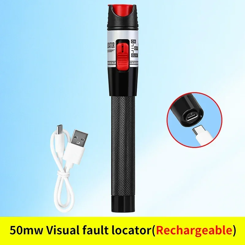 Tester de cabluri cu fibră optică vfl reîncărcabil comptyco 15 30 50mw( (opțional) localizator vizual de defecțiuni pentru baterii litiu reîncărcabil: Roz