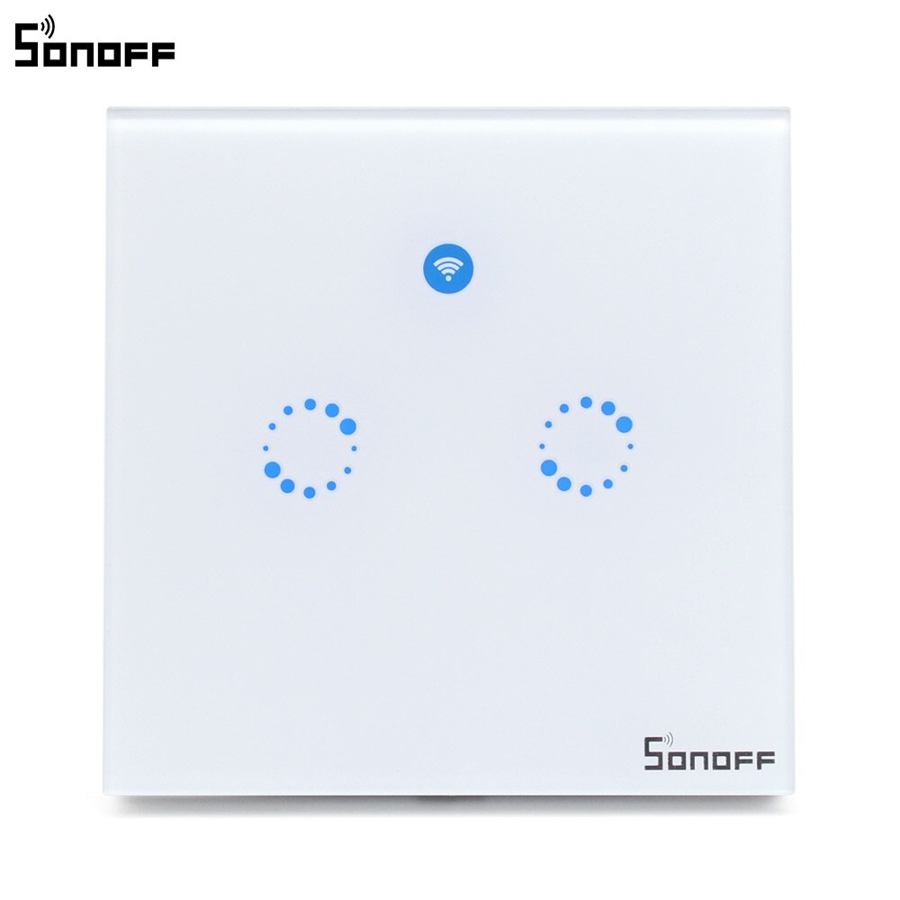Sonoff – interrupteur mural intelligent T1, wi-fi, RF/APP/tactile, panneau de Type 86, pour maison connectée, 1/2/3 boutons: 2 Gang