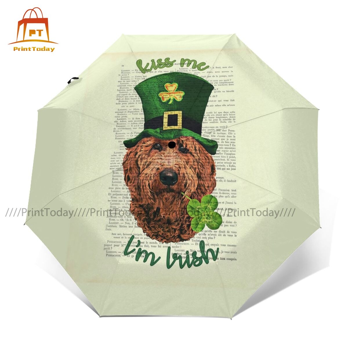 Dog Head Umbrella Automatic Anti UV Umbrella Camping Lightweight Umbrella: Outer Print