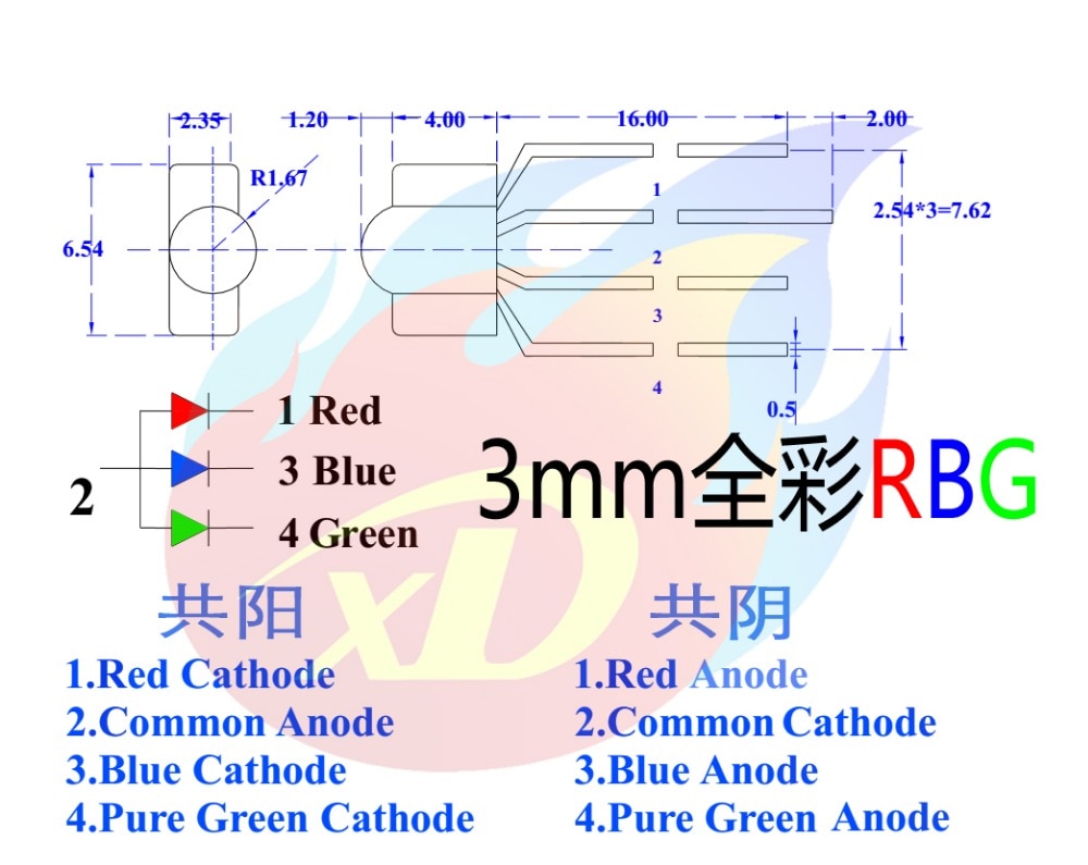 4pcs 4 pin RBG led for Razer blackwidow Chroma Gaming Mechanical Keyboard