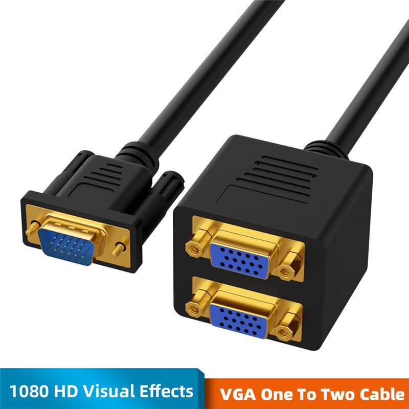 1 naar 2 VGA Kabel HD 1080P VGA naar 2VGA Splitter Adapter Man-vrouw VGA Aansluitkabel Voor HDTV Project PC Laptop Converter
