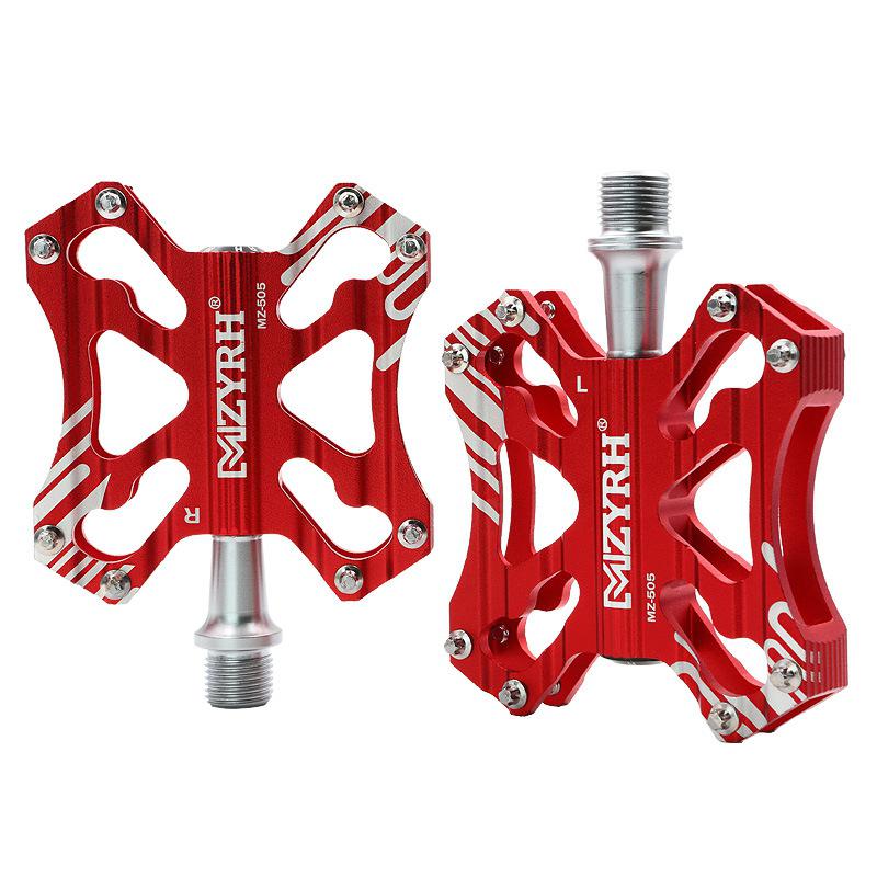 MZYRH Bicycle Aluminium Alloy Pedals Mountain Bike Bearing Super Light Pedals Cycling Parts: red