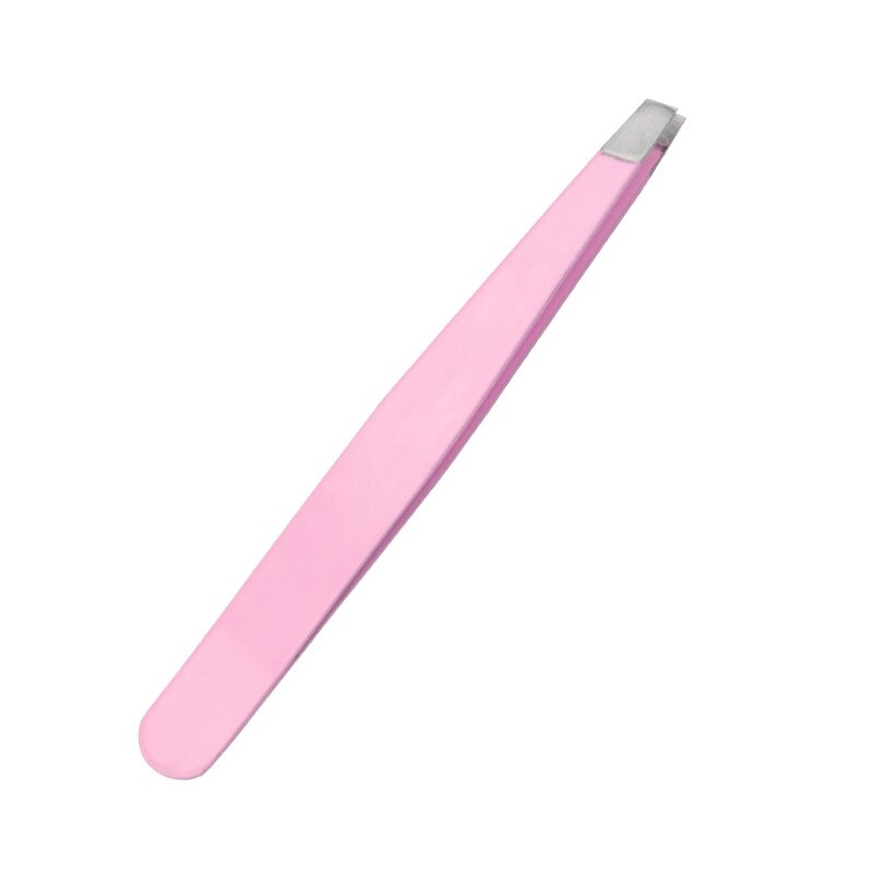 Wenkbrauw Pincet Schuine Rvs Ontharing Wenkbrauw Knijpen Tang Comedondrukker Multifunctionele Makeup Tools: Licht Roze